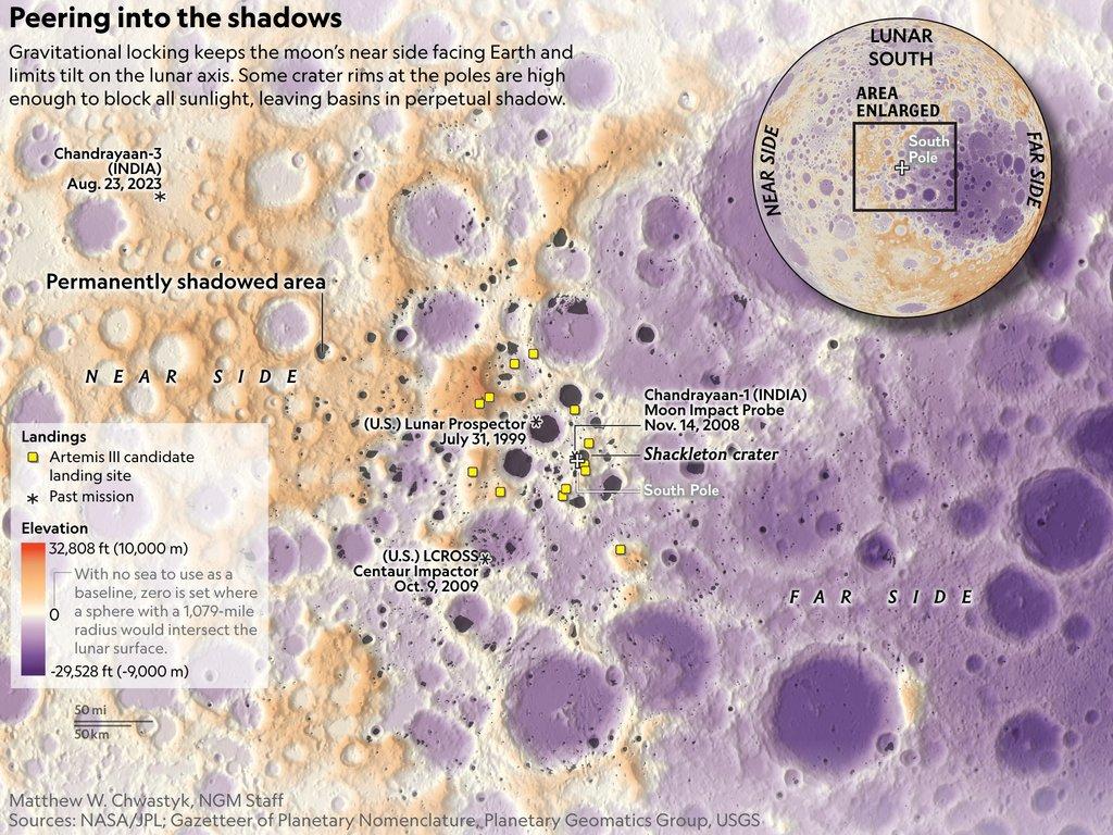 NASA показало место посадки лунной экспедиции «Артемида III»